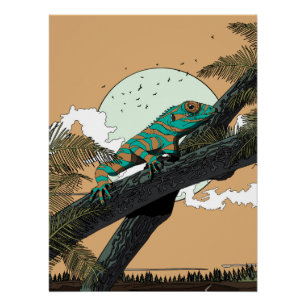 Póster Iguana na Selva