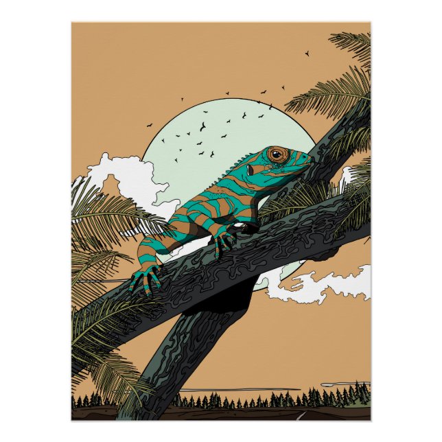 Póster Iguana na Selva (Frente)