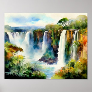 Poster Iguazu Falls Argentina Watercolor