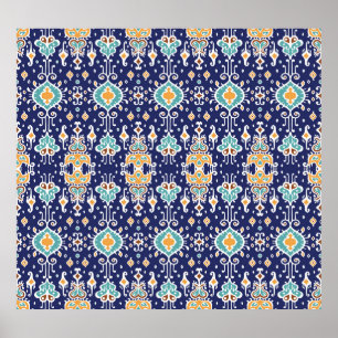 Poster Ikat Geométrico: Folclore Oriental Ornament.