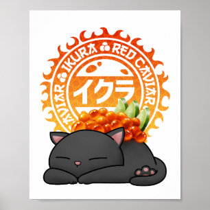 Poster Ikura Salmon Roe Sushi Cat