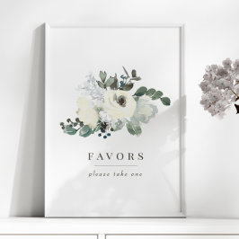 Poster Ilegante Ivory Floral Greenery Casamento Favorece 