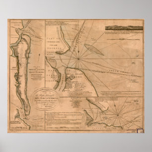 Póster Ilha Amelia, mapa da Flórida 1770