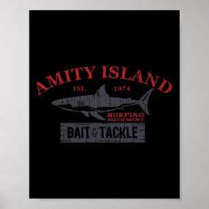 Poster Ilha Amity Byit And Tackle Pesca Retro