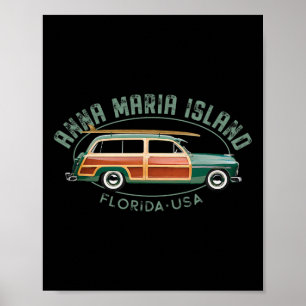 Poster Ilha Anna Maria Flórida Surf Vintage