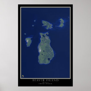 Poster Ilha Beaver Michigan Da Arte Por Satélite Espacial
