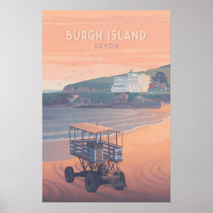 Poster Ilha Burgh Devon Cartaz de Viagens