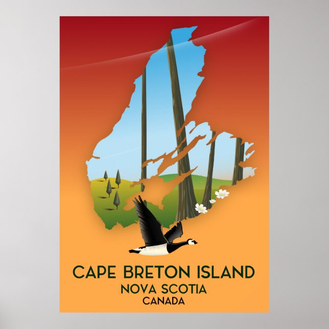 Poster Ilha Cape Breton nova Escócia Canadá mapa (Frente)