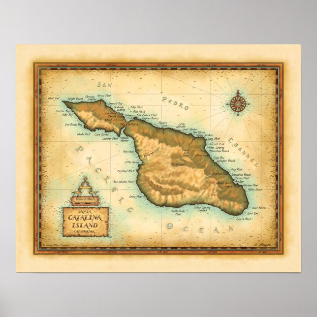 Póster Ilha Catalina Califórnia (Frente)