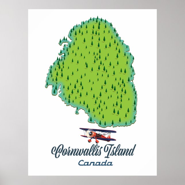 Poster Ilha Cornwallis, mapa Viagem do Canadá (Frente)