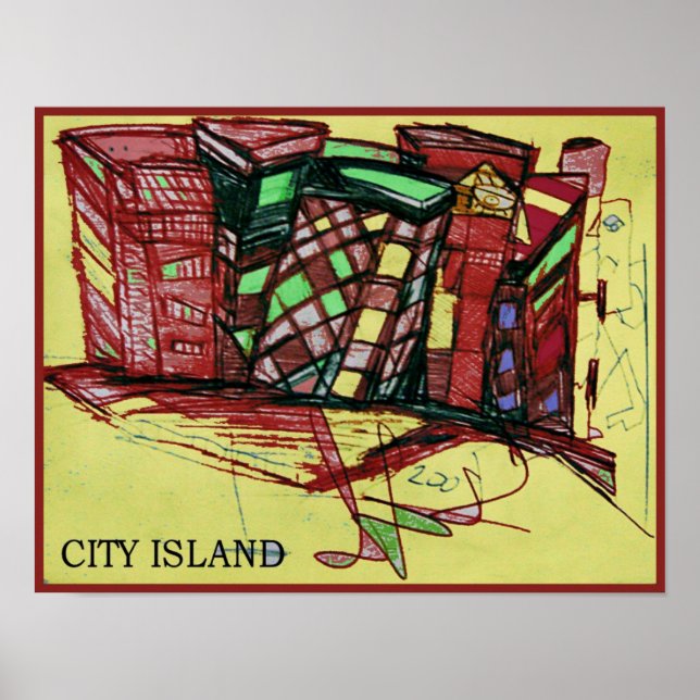 Poster ILHA DA CIDADE vermelho (Frente)