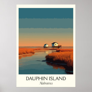 Poster Ilha Dauphin Pier Costeiro do Alabama