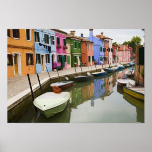 Póster Ilha de Burano, Burano, Itália. Colorido 4