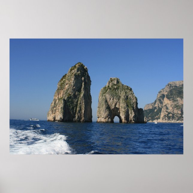 Póster Ilha de Capri, Faraglioni (Frente)