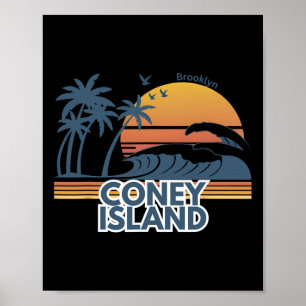 Poster Ilha de Coney Brooklyn Homens Mulheres Férias Verã