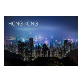 Póster Ilha de Hong Kong - Skyline Panorama Night Souveni