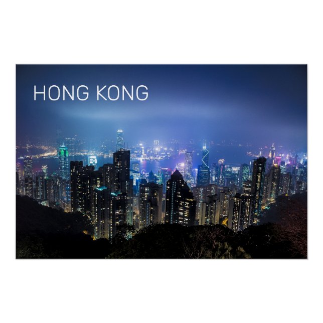 Póster Ilha de Hong Kong - Skyline Panorama Night Souveni (Frente)