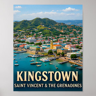 Poster Ilha de Kingstown Porto e Beleza Caribenha
