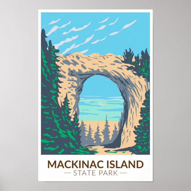 Poster Ilha de Mackinac State Park Michigan Arch Rock (Frente)