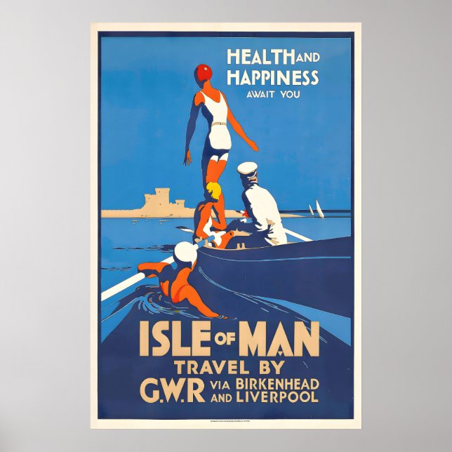 Poster Ilha de Man Viagem via Birkenhead e Liverpool (Frente)
