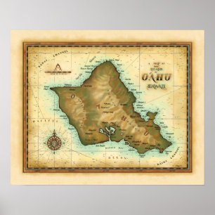 Póster Ilha de Oahu de Havaí