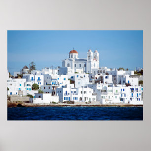 Poster Ilha de Paros com a aldeia de naoussa