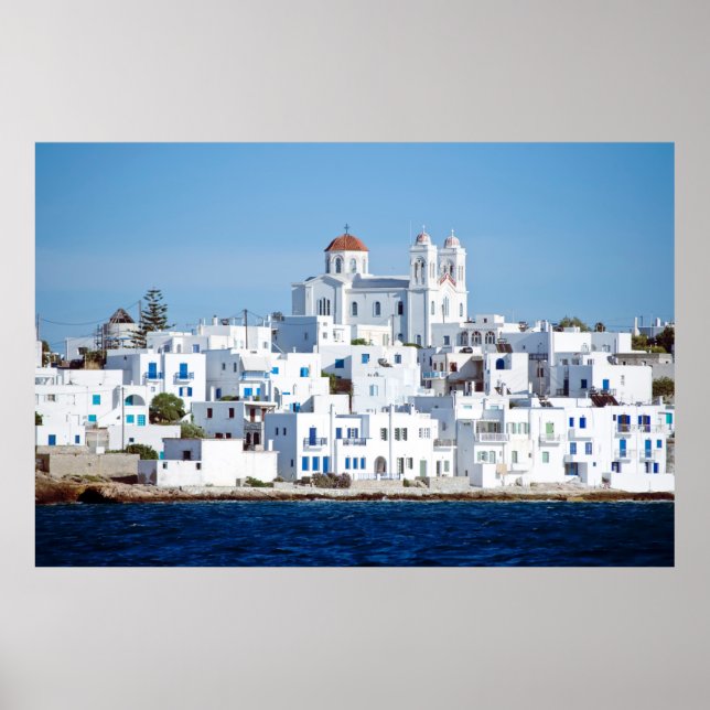 Poster Ilha de Paros com a aldeia de naoussa (Frente)