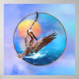 Poster ILHA DE PELICANOS BEIJADOS PELICANOS Brown Pelican