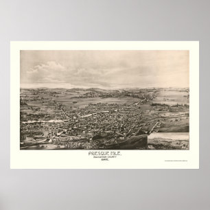 Poster Ilha de Presque, MIM mapa panorâmico - 1894