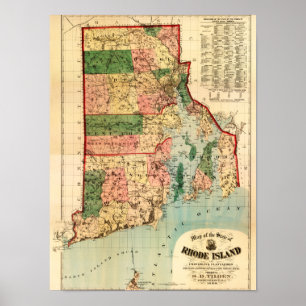 Póster Ilha de Rhode IslandPanoramic MapRhode