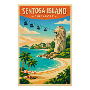 Póster Ilha de Sentosa, Singapura viagem