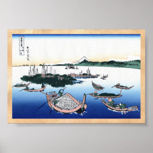 Póster Ilha de Tsukada, na província de Musashi, Hokusai