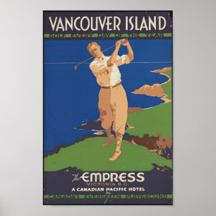 Poster Ilha de Vancouver, Viagens vintage do Canadá