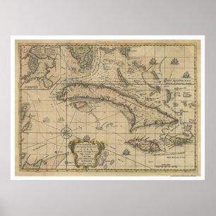 Póster Ilha do mapa de Cuba - 1762