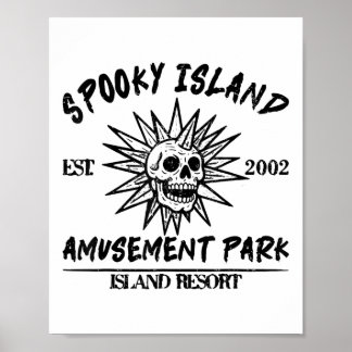 Poster Ilha do Parque de Diversões Vintage Spooky Island