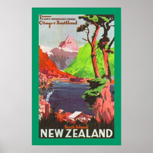 Poster Ilha do Sul, Nova Zelândia (canvas) (Frente)