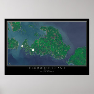 Poster Ilha Drummond Michigan Do Mapa Do Satélite Espacia