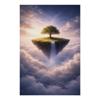 Póster Ilha Flutuante da Vida – Natureza Fantasia Sonhado
