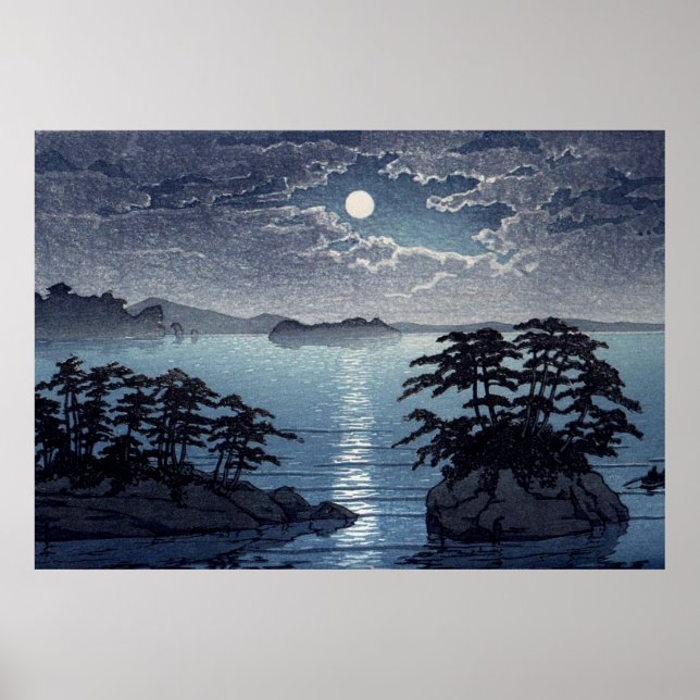 Poster Ilha Futago  Luar Matsushima Kawase Hasui (Frente)