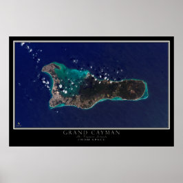 Póster Ilha Grand Cayman Do Mapa Do Satélite Espacial