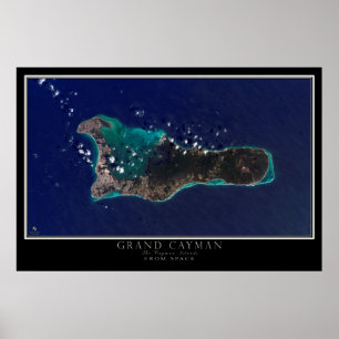 Póster Ilha Grand Cayman Do Mapa Do Satélite Espacial