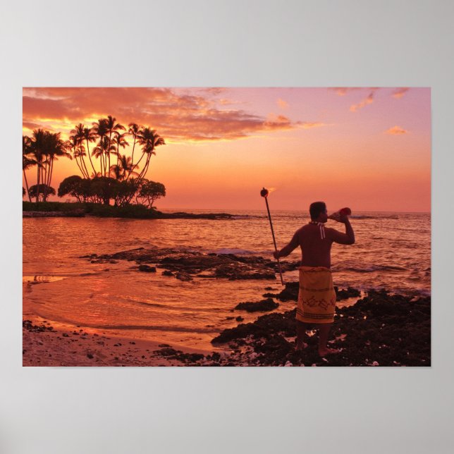 Poster Ilha Grande, Havaí. Sunset, Hawaii Grande Ilha. (Frente)