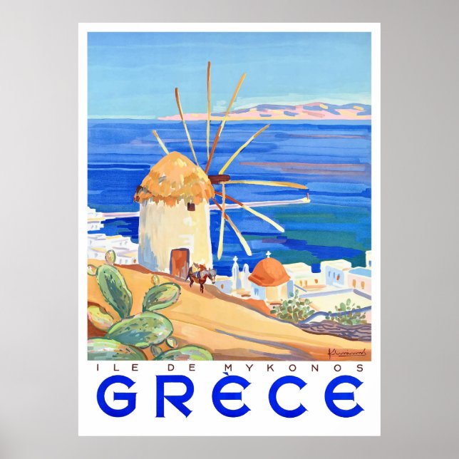 Poster Ilha Grécia de Mykonos, 1949 (Frente)