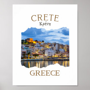 Poster Ilha Grega Creta Grécia com a Cidade de Rethimno