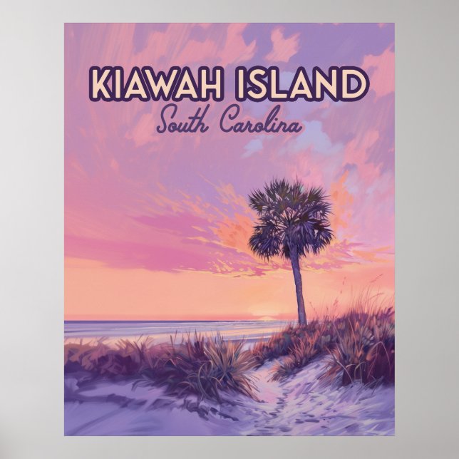 Poster Ilha Kiawah South Carolina Palm Tree (Frente)