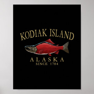 Poster Ilha Kodiak Alasca Salmão Desde 1784 Arqueado Bege