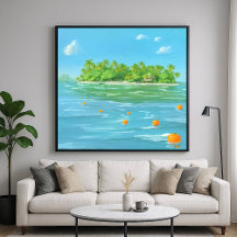 Ilha Laranja - Paisagem Marítima em Estilo Pintura