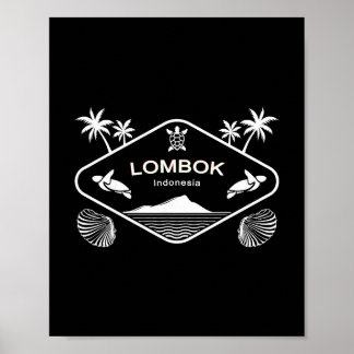 Poster Ilha Lombok Indonésia Tartaruga Marinha Palmeiras 