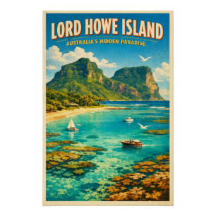 Póster Ilha Lord Howe, Austrália, em um clássico retrô