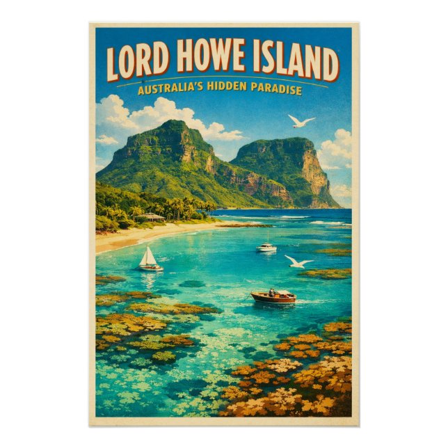 Póster Ilha Lord Howe, Austrália, em um clássico retrô (Frente)